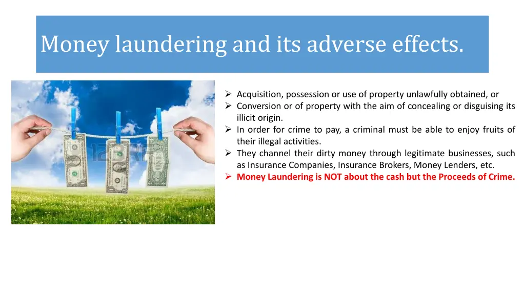 money laundering and its adverse effects