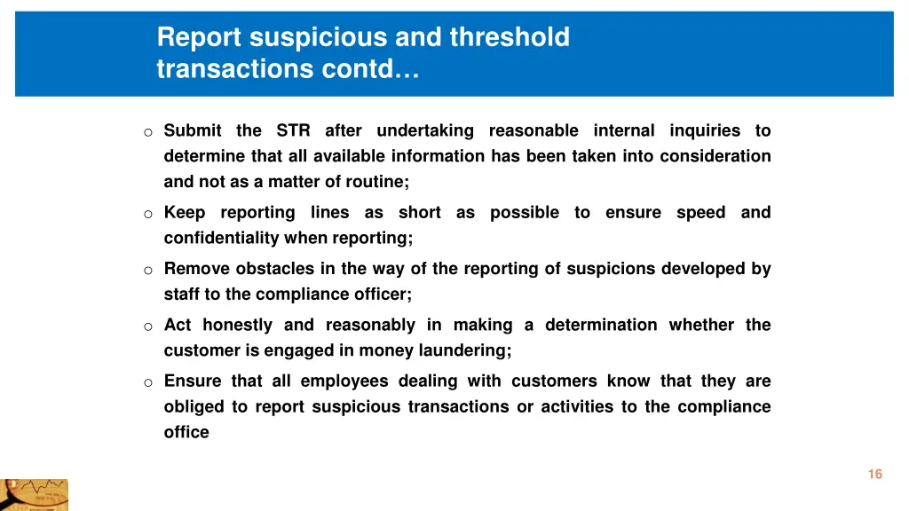 report suspicious and threshold transactions contd