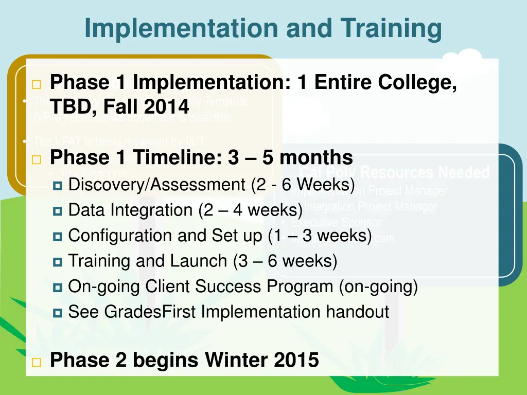 implementation and training 1