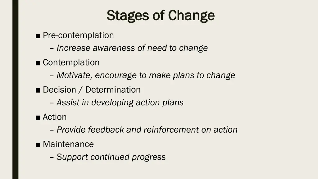 stages of change stages of change