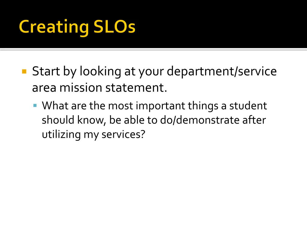 start by looking at your department service area
