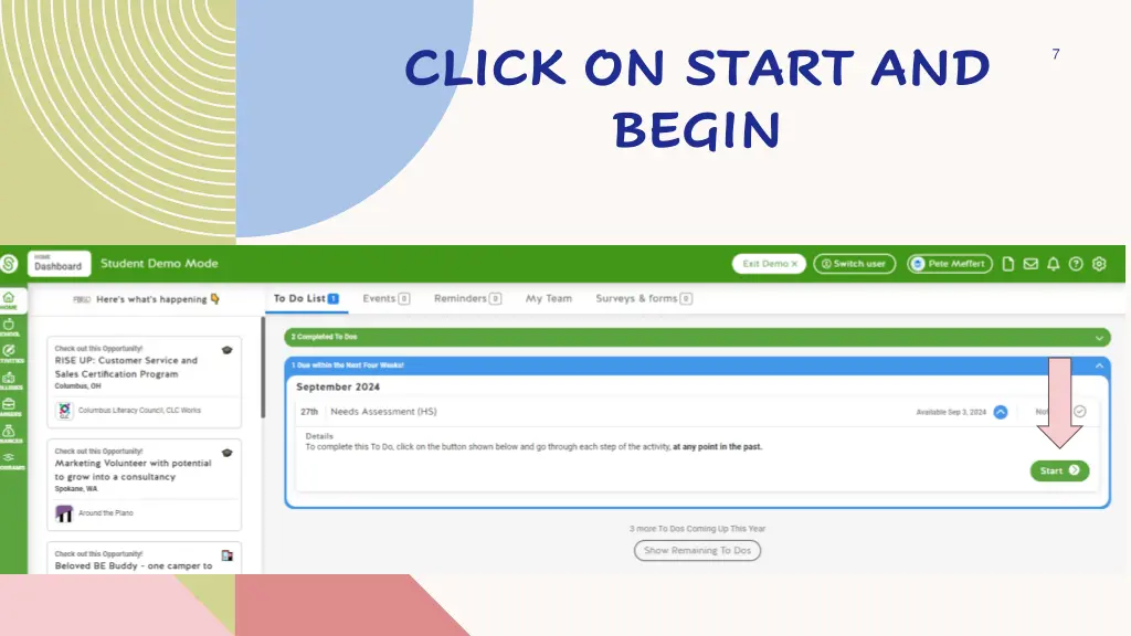 click on start and begin