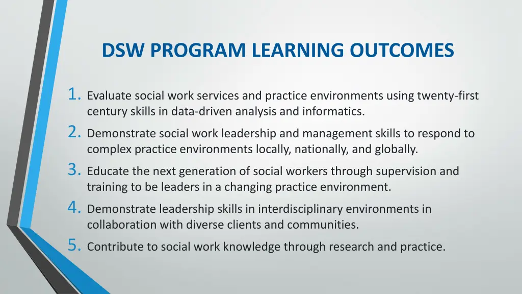 dsw program learning outcomes