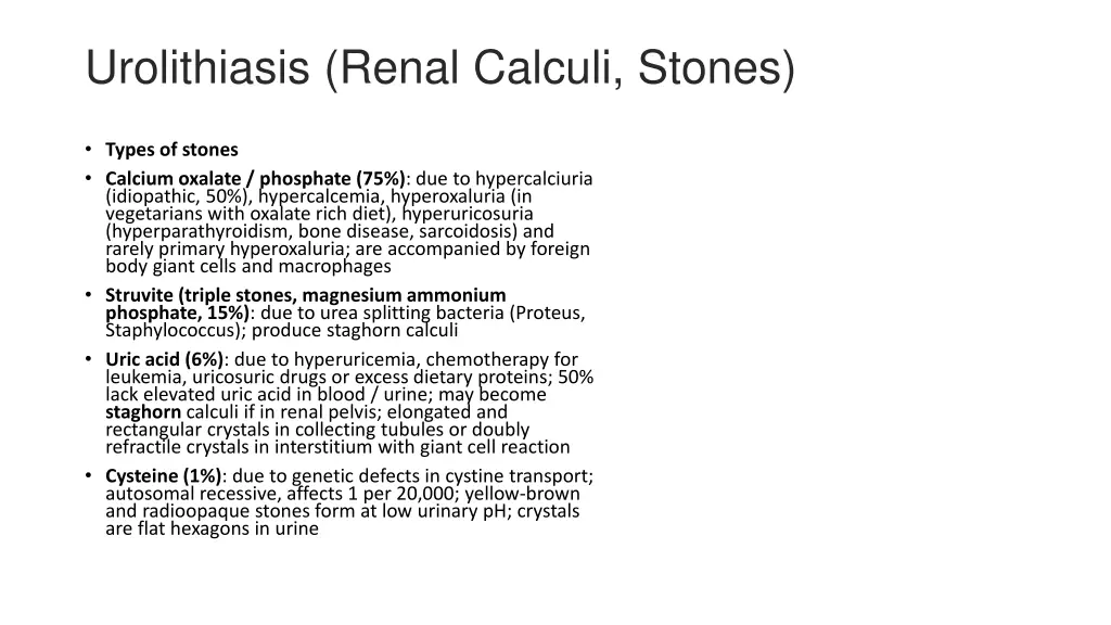 urolithiasis renal calculi stones