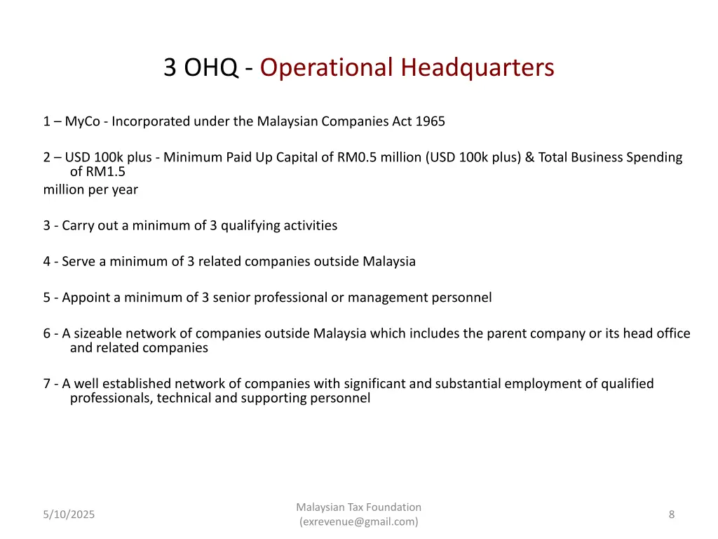 3 ohq operational headquarters
