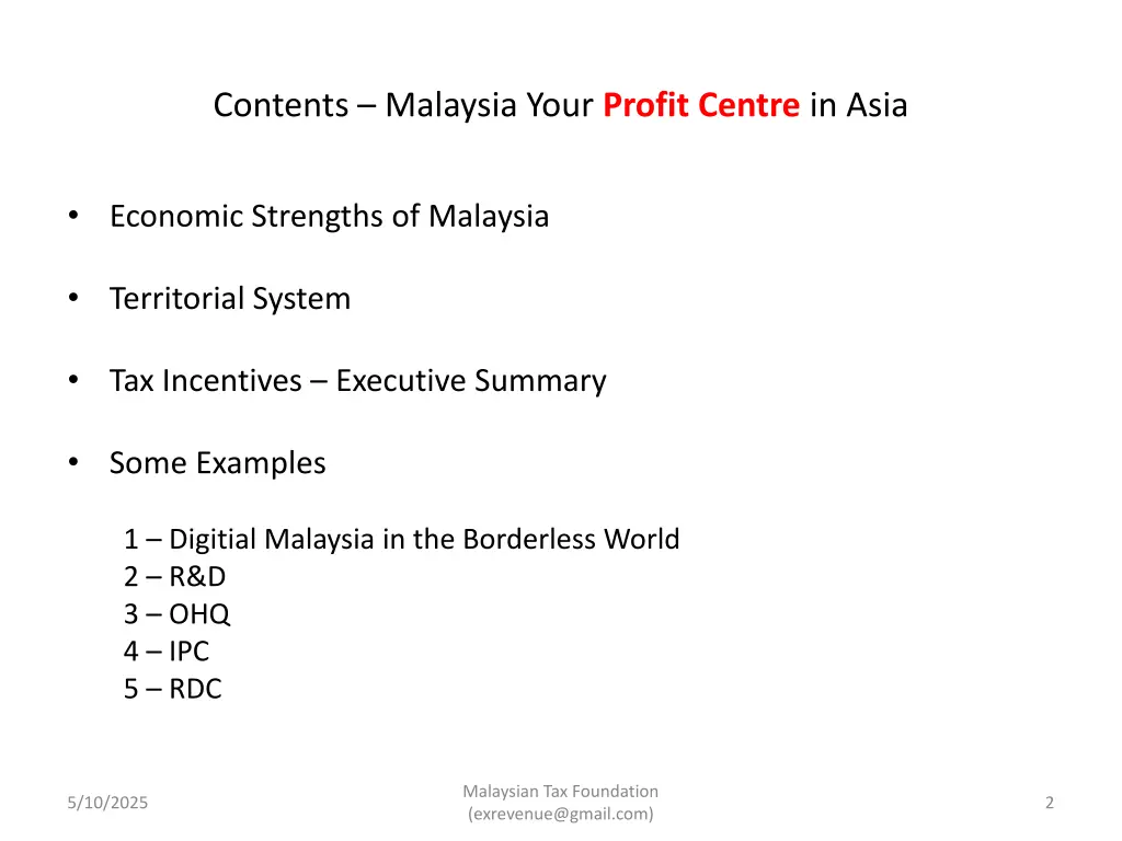 contents malaysia your profit centre in asia