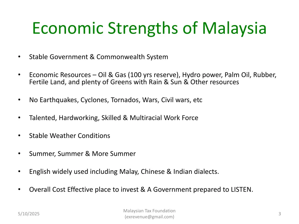 economic strengths of malaysia