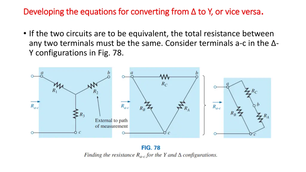 developing the equations for converting from