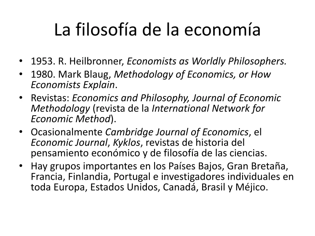 la filosof a de la econom a 1