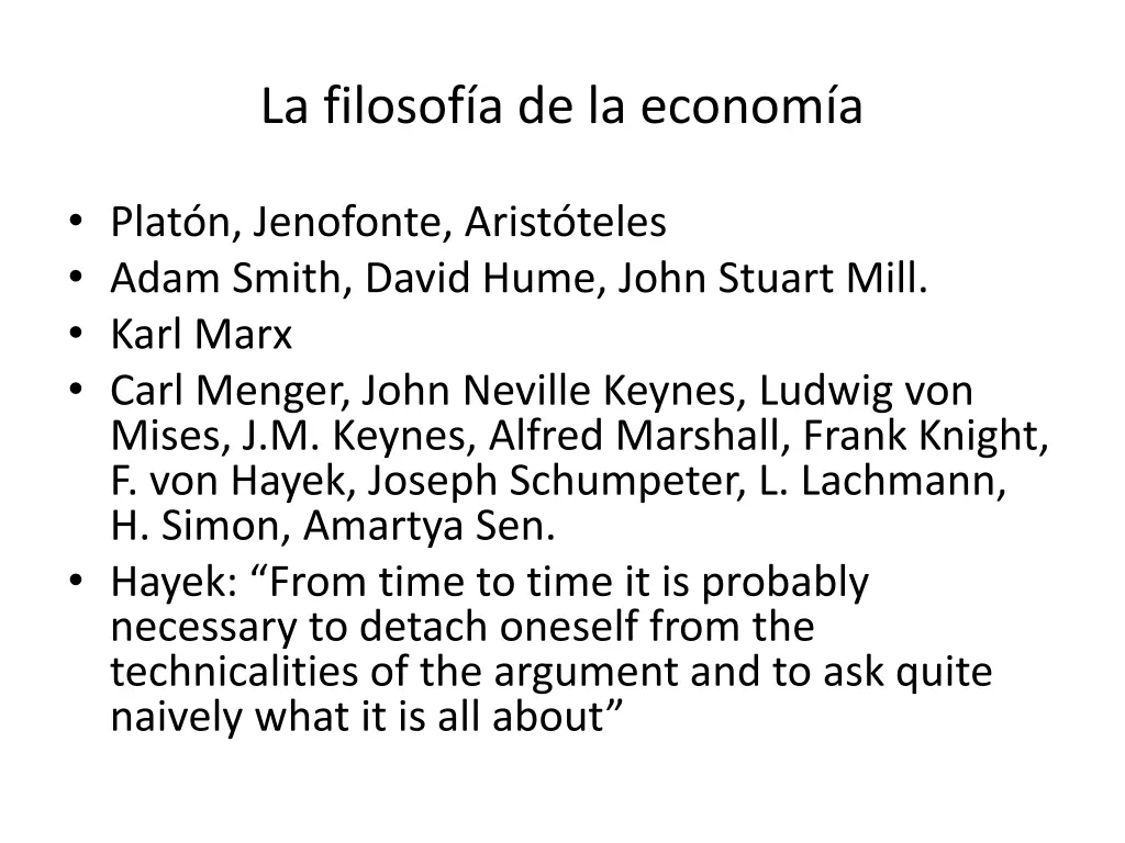 la filosof a de la econom a