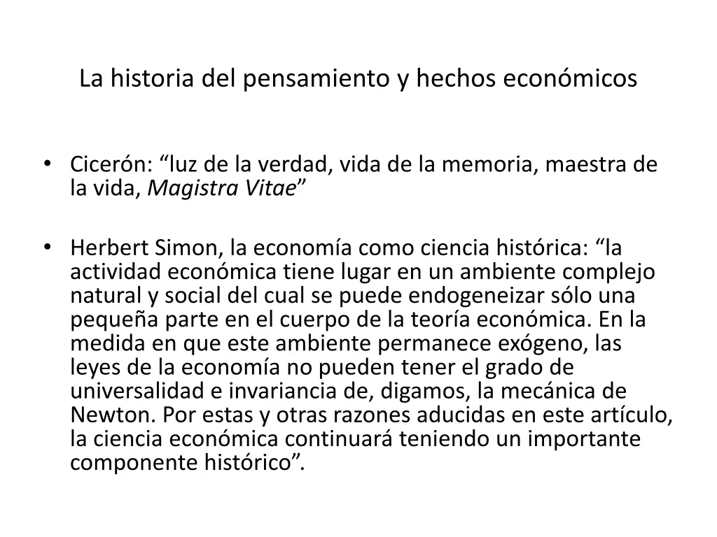 la historia del pensamiento y hechos econ micos