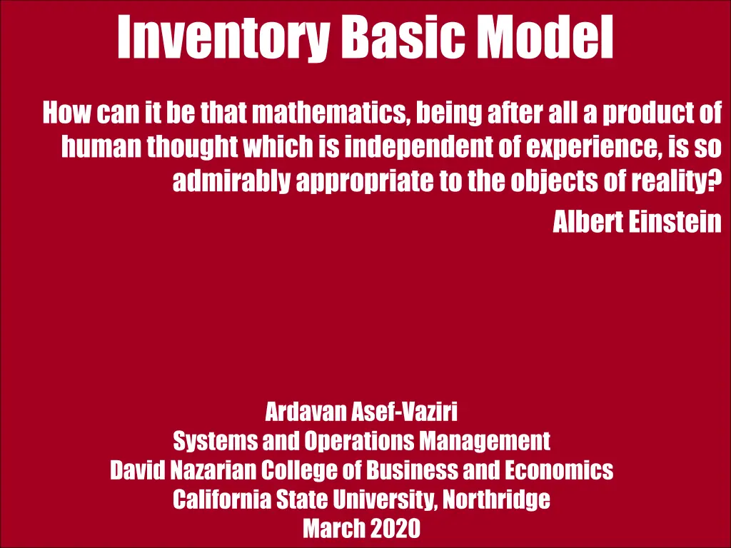 inventory basic model