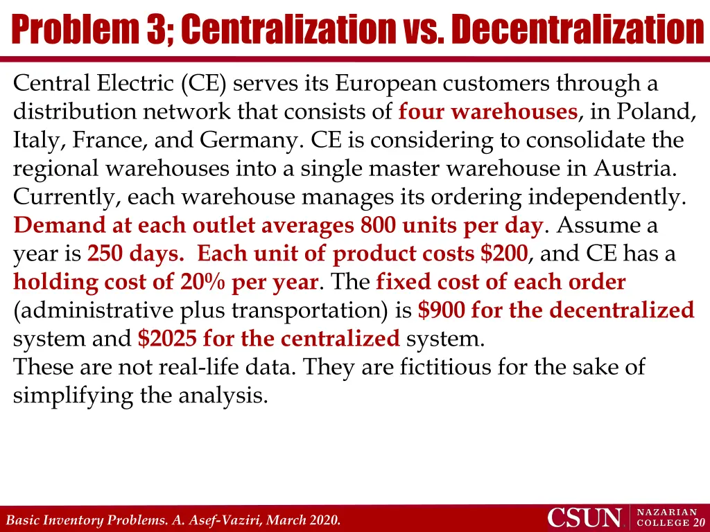 problem 3 centralization vs decentralization