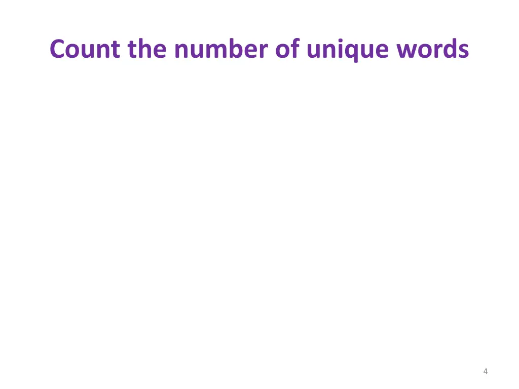count the number of unique words