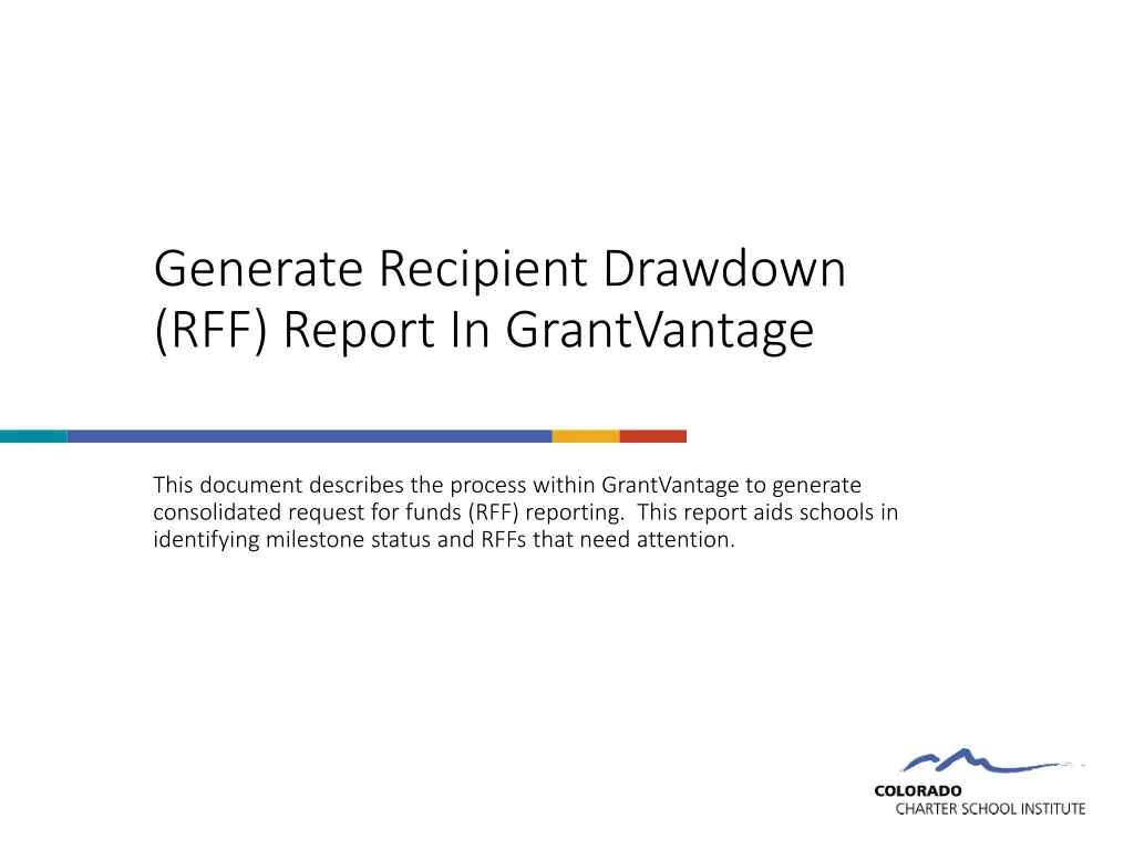 generate recipient drawdown rff report