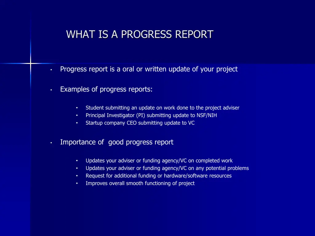 what is a progress report