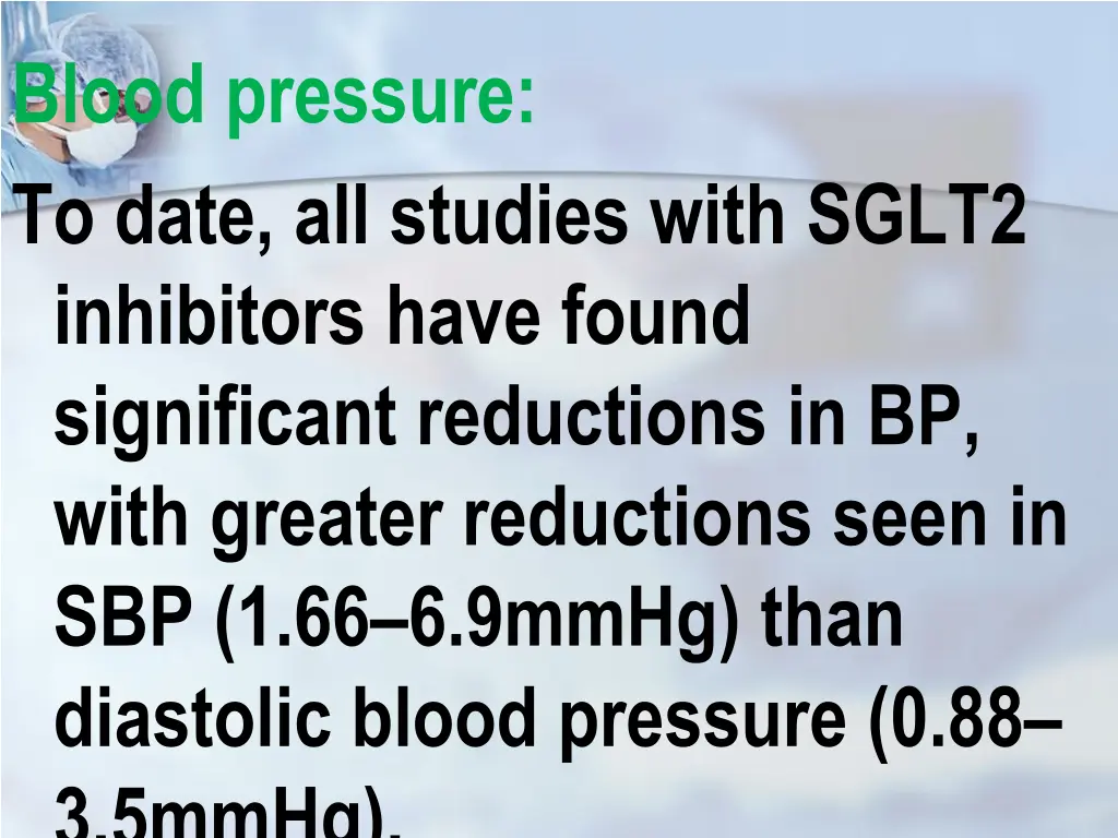 blood pressure to date all studies with sglt2