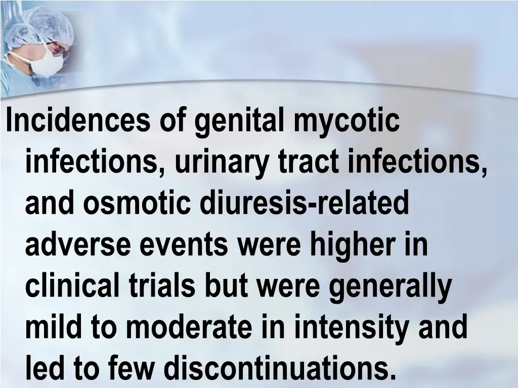 incidences of genital mycotic infections urinary