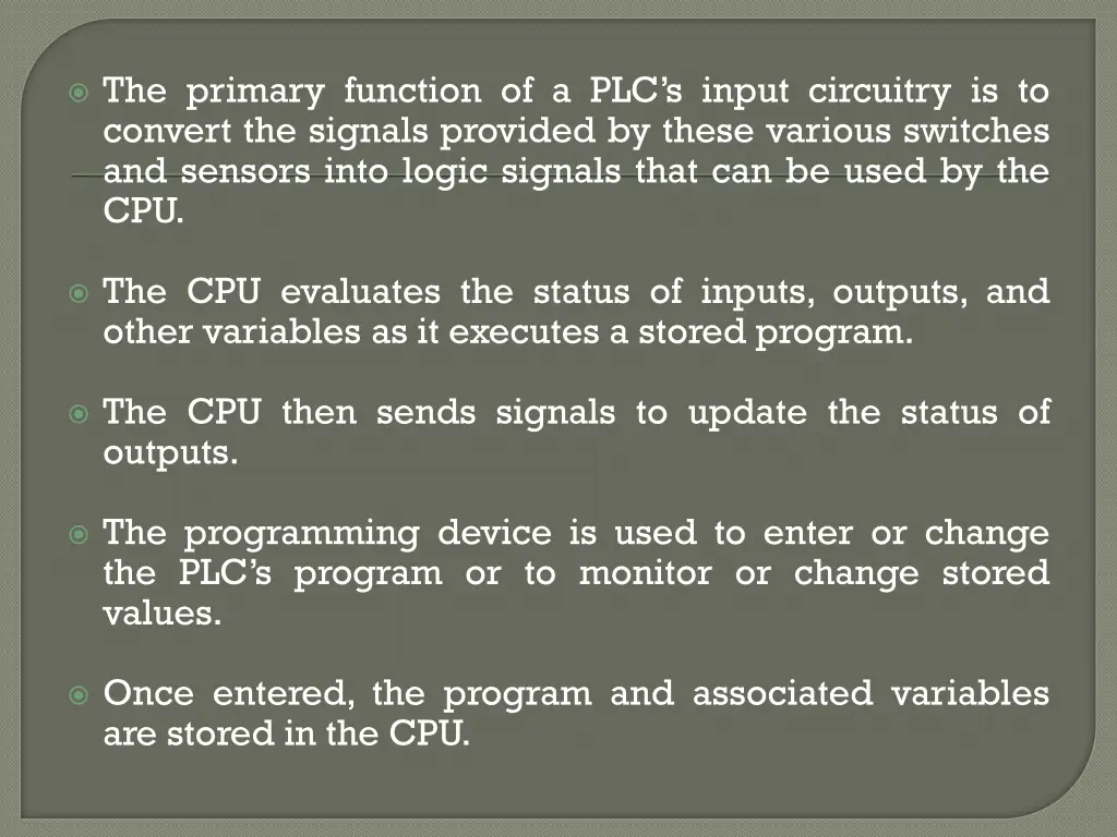 the primary function of a plc s input circuitry
