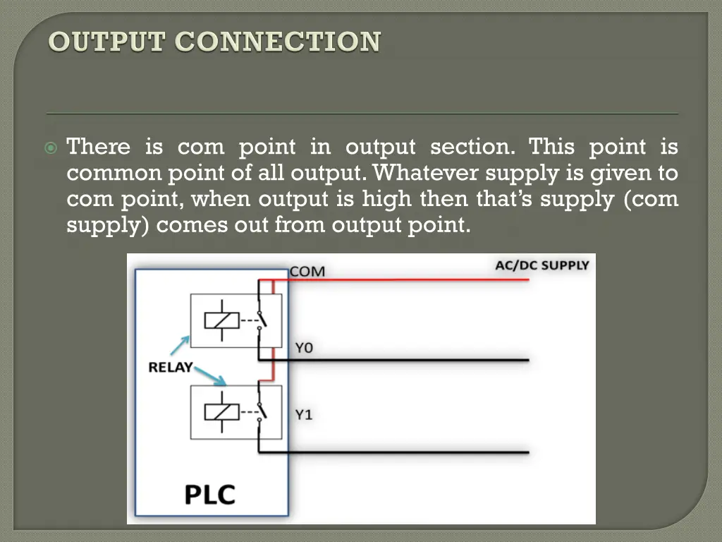there is com point in output section this point