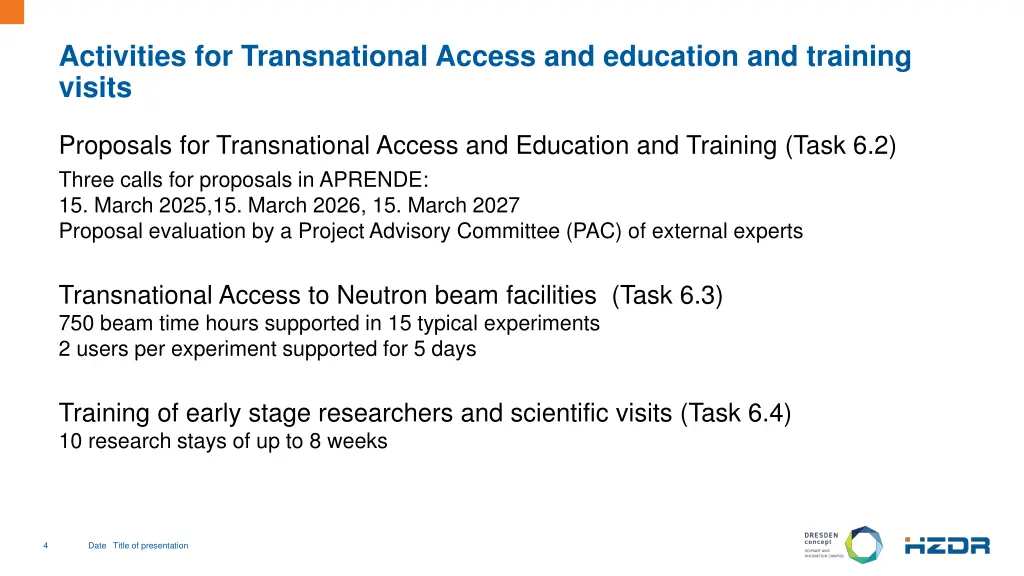activities for transnational access and education