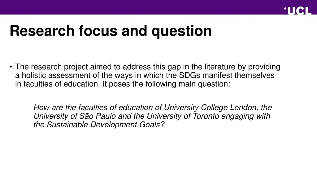 research focus and question