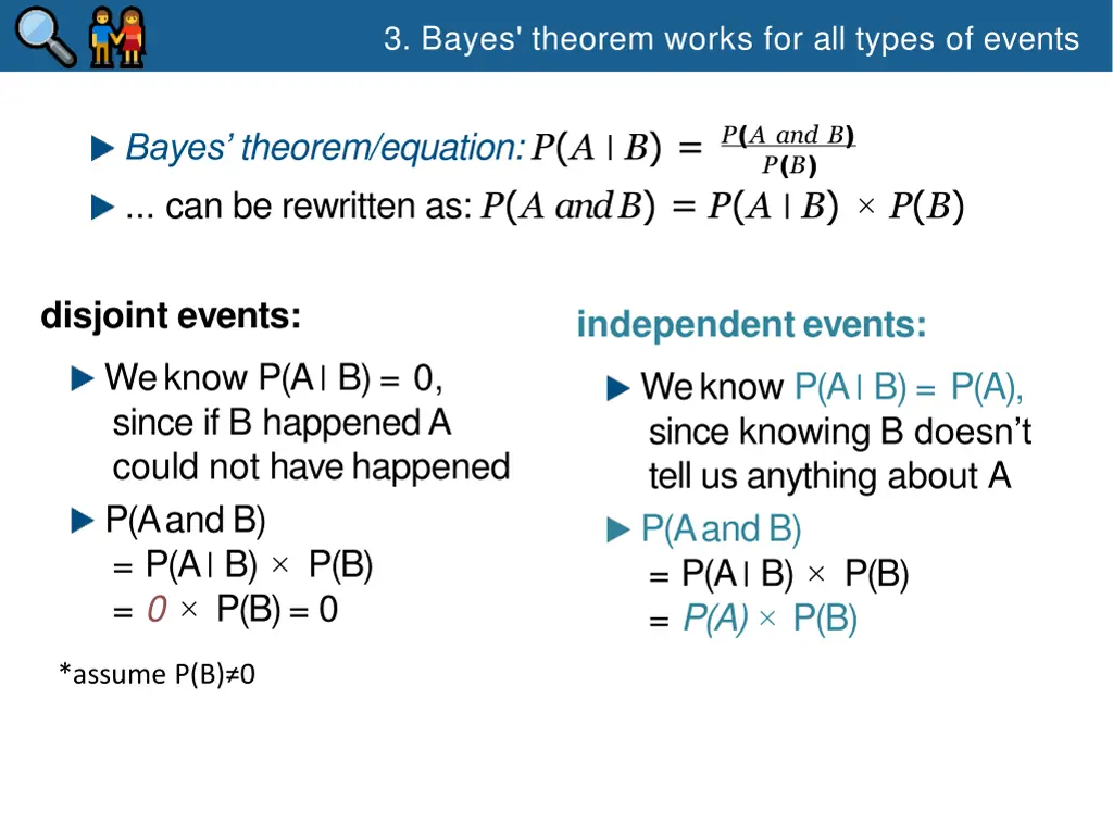 3 bayes theorem works for all types of events 11