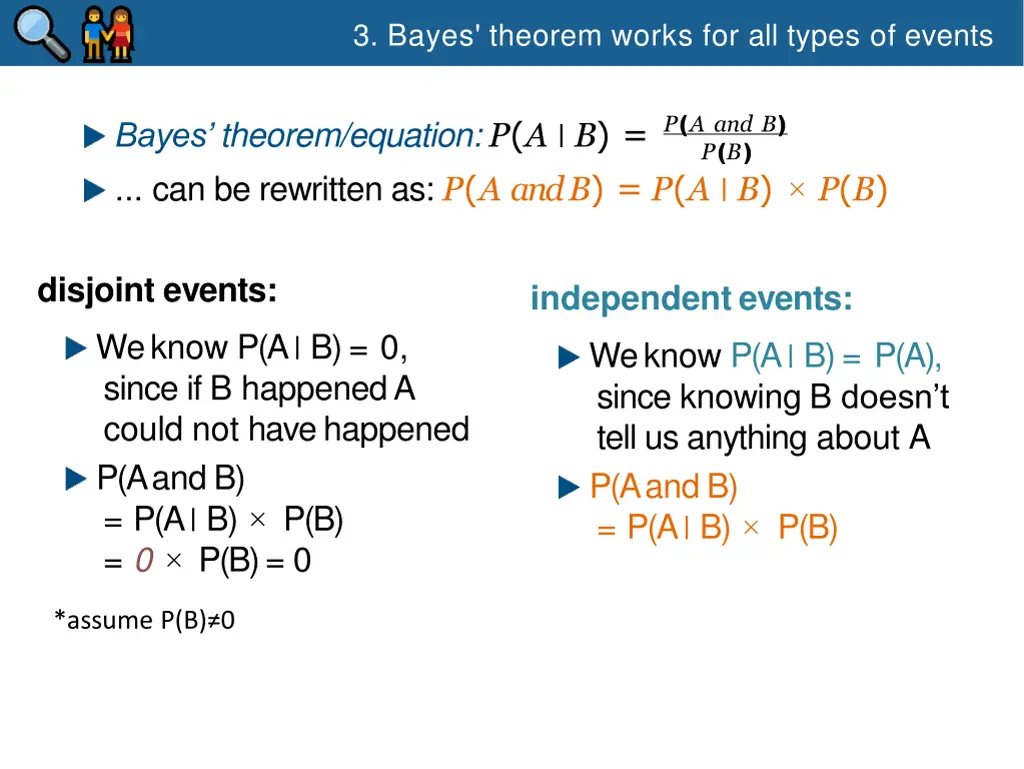 3 bayes theorem works for all types of events 9