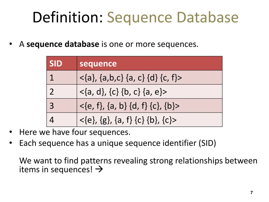 definition sequence database
