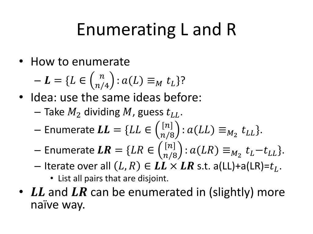 enumerating l and r