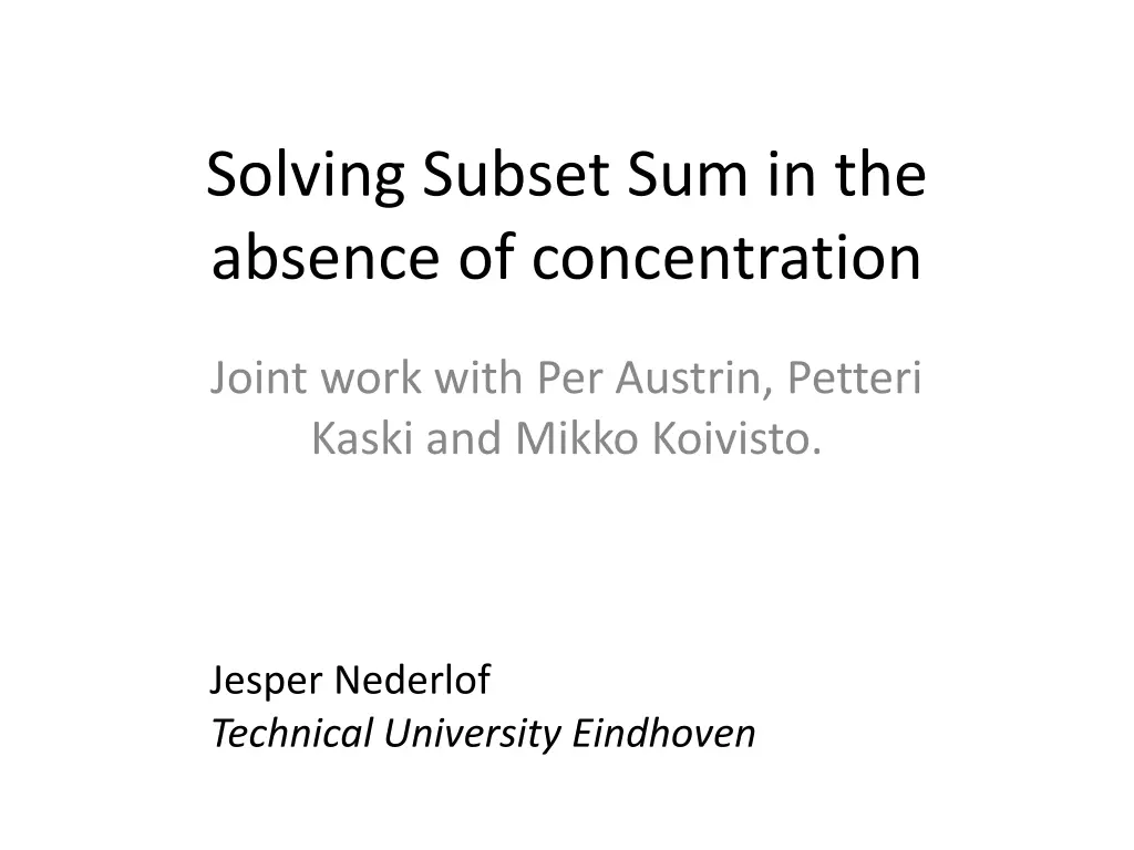 solving subset sum in the absence of concentration