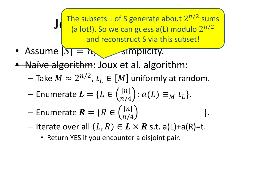 the subsets l of s generate about 2 2 sums 2