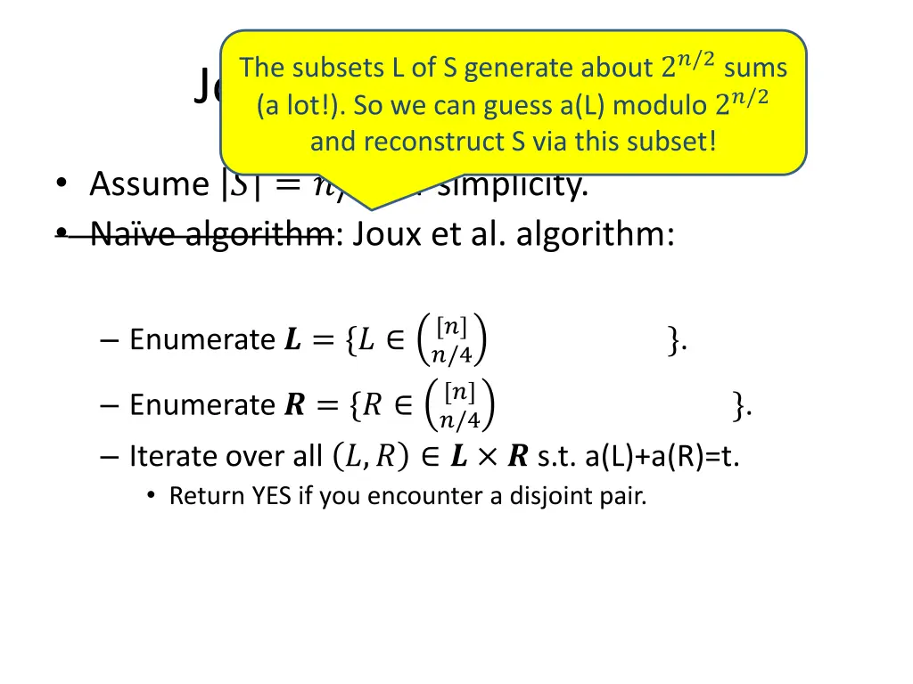 the subsets l of s generate about 2 2 sums