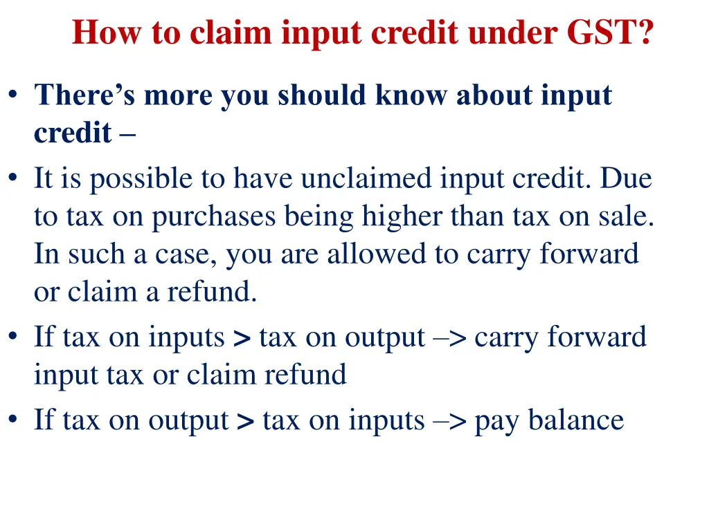 how to claim input credit under gst 1