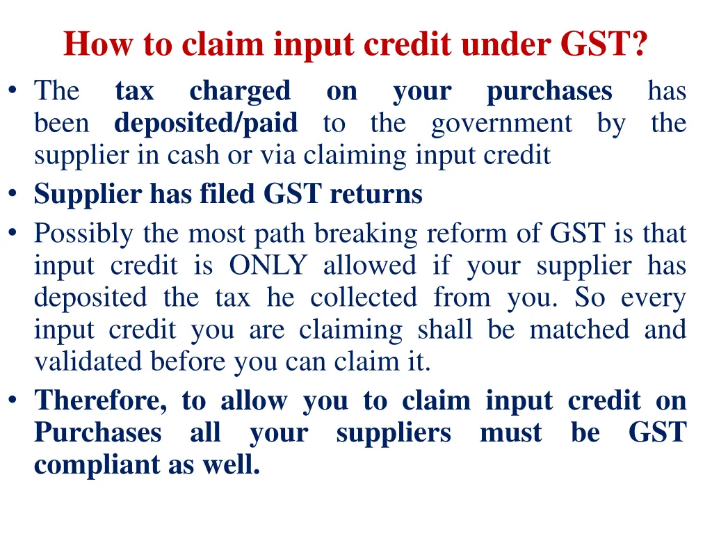 how to claim input credit under