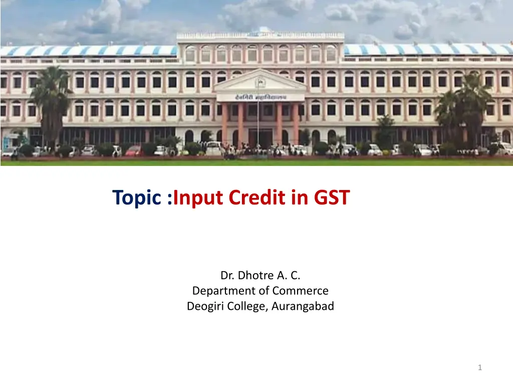 topic input credit in gst
