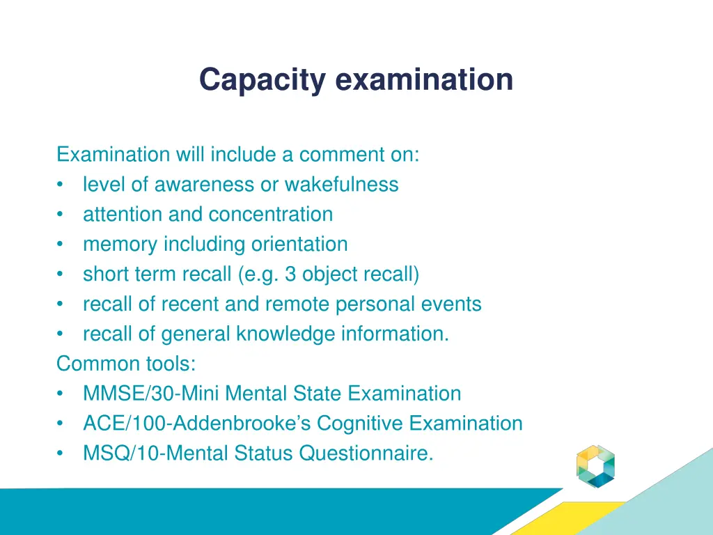 capacity examination