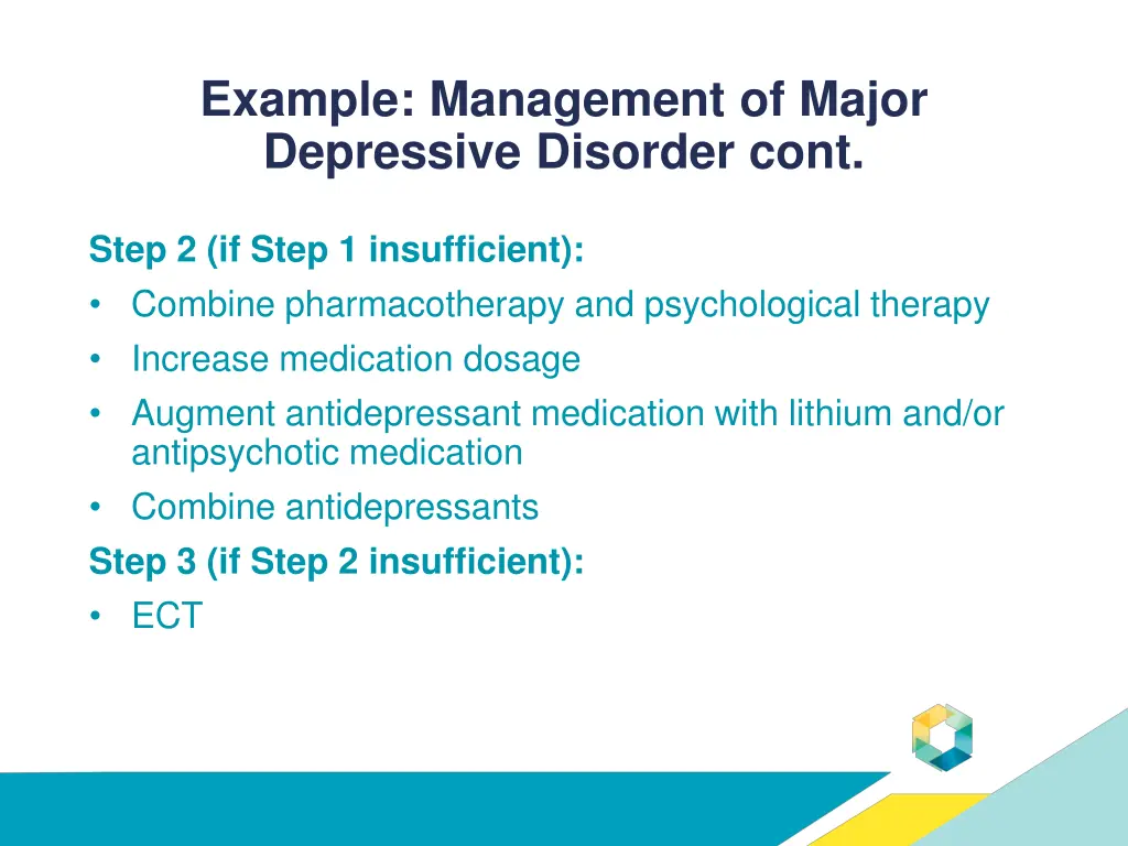 example management of major depressive disorder 1
