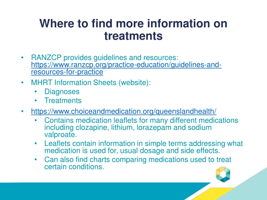 where to find more information on treatments