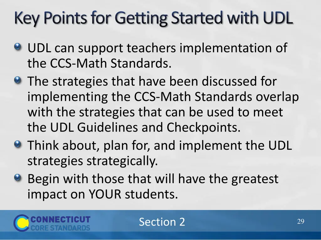 key points for getting started with udl