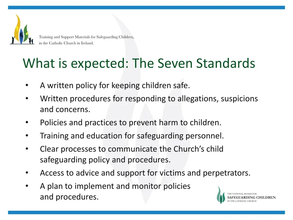 what is expected the seven standards
