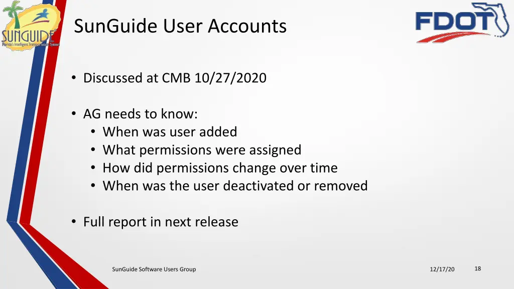 sunguide user accounts