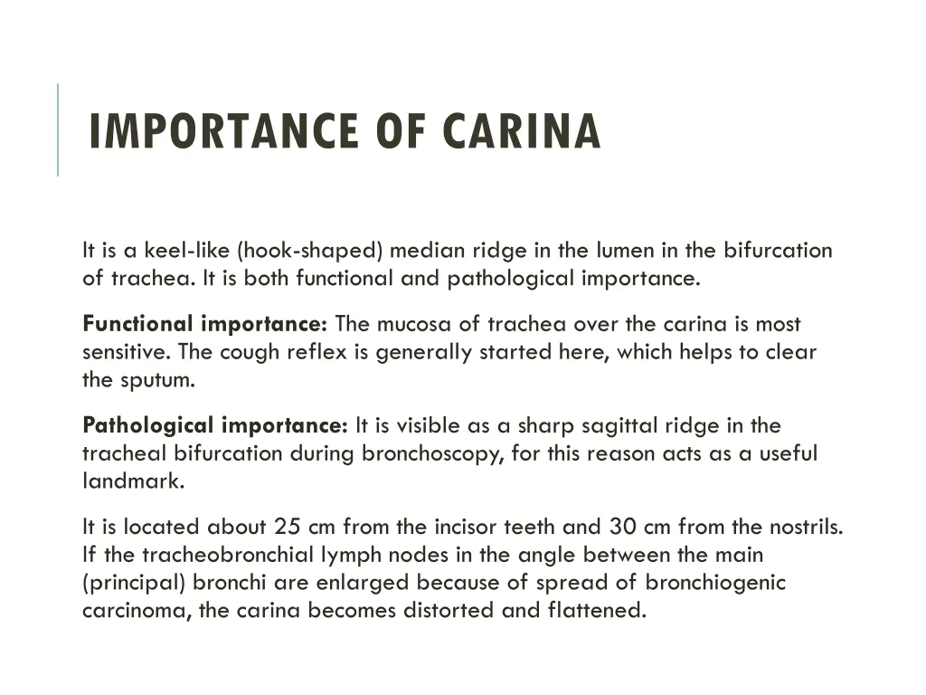 importance of carina 1