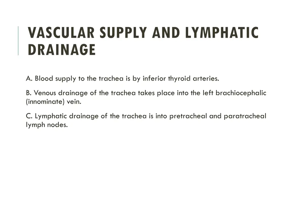 vascular supply and lymphatic drainage