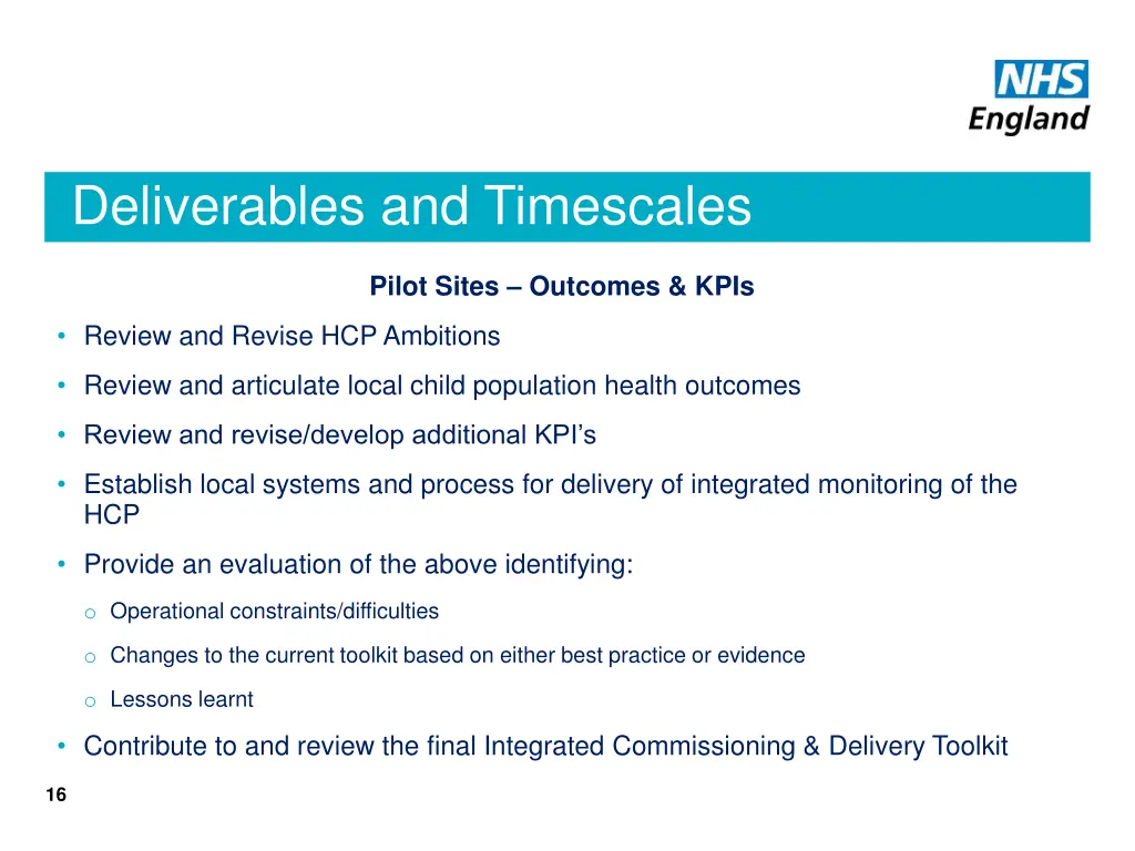 deliverables and timescales 1