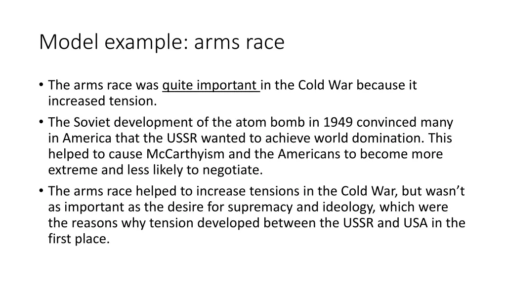 model example arms race