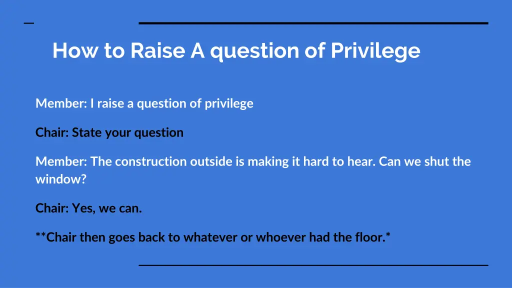 how to raise a question of privilege