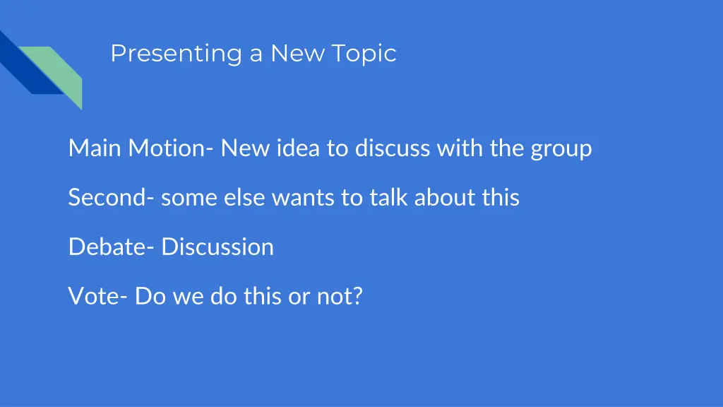 presenting a new topic
