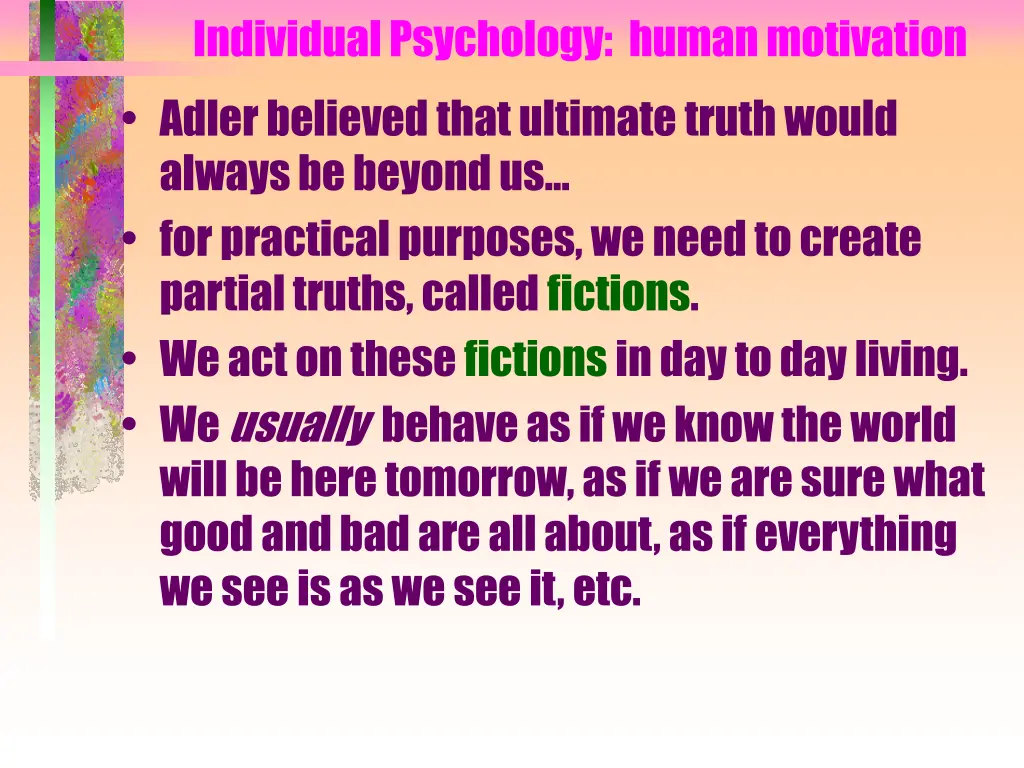 individual psychology human motivation