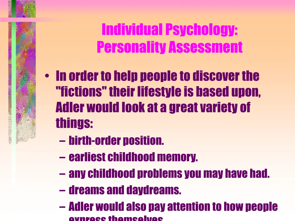 individual psychology personality assessment